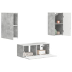 Set mobile TV 2 pcs Grigio cemento Legno multistrato