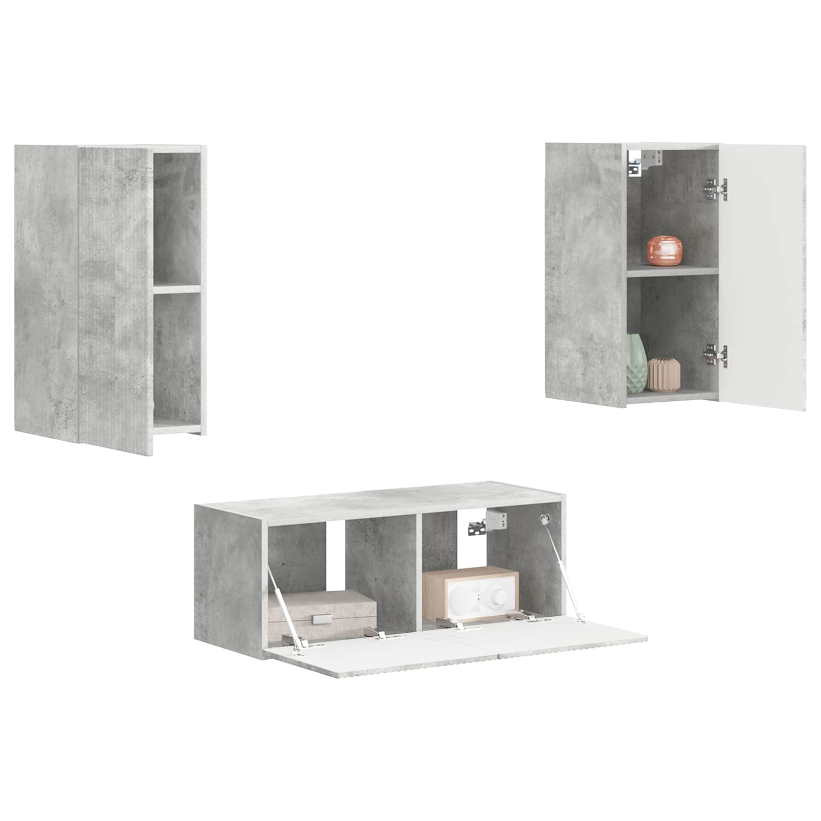 Set mobile TV 2 pcs Grigio cemento Legno multistrato