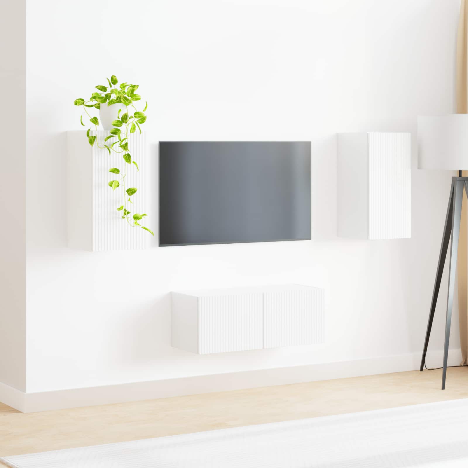 Set mobile TV 2 pcs Bianco Lucido Legno multistrato