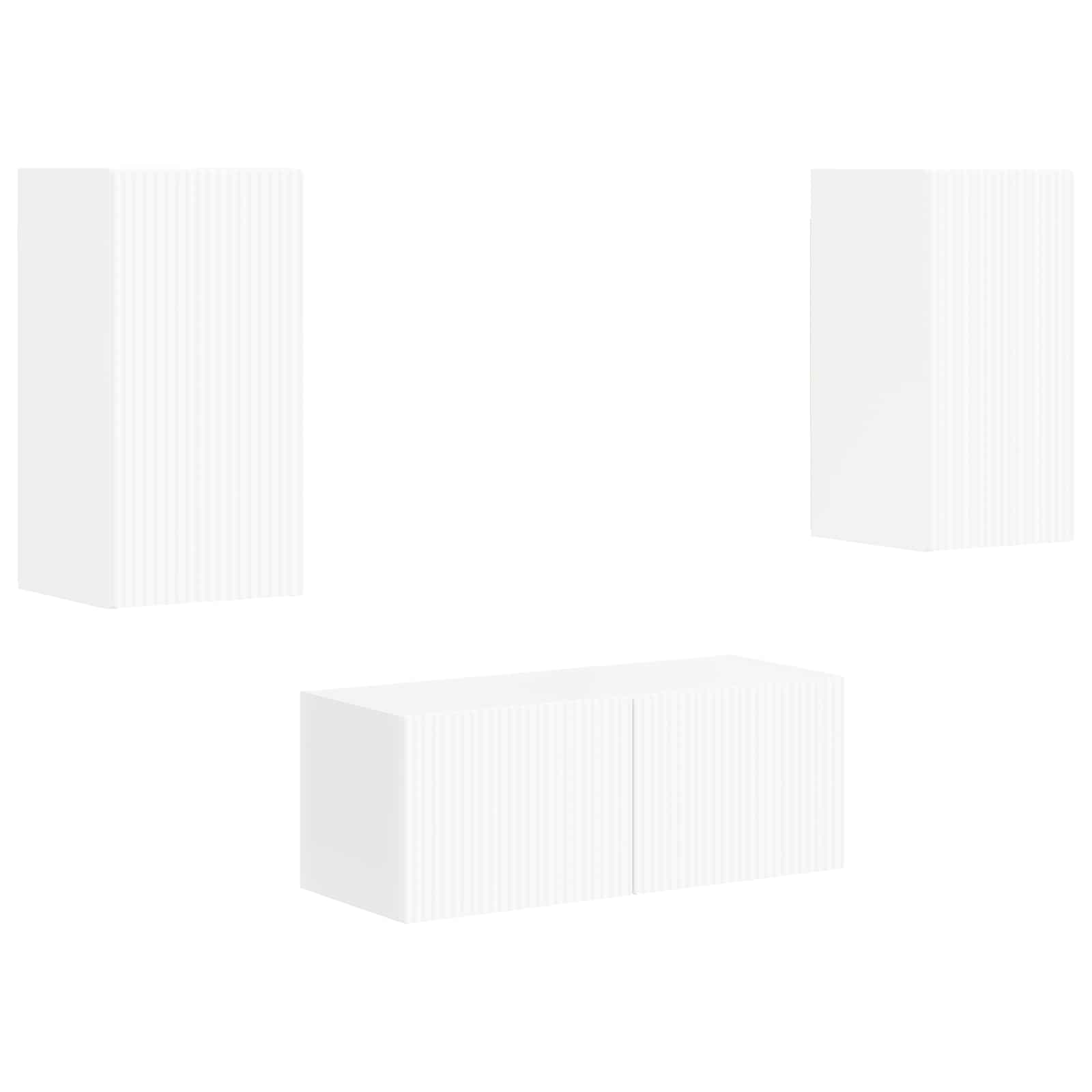 Set mobile TV 2 pcs Bianco Lucido Legno multistrato