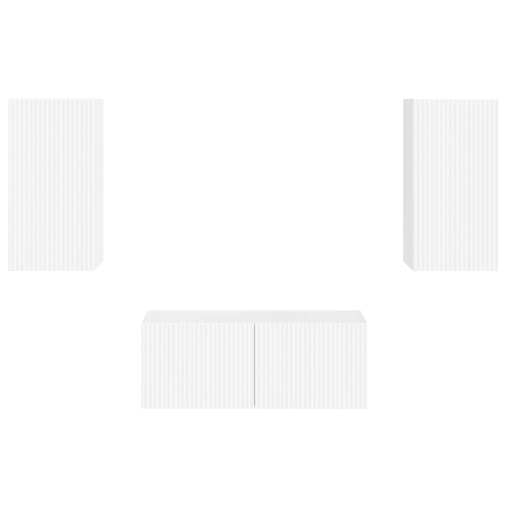 Set mobile TV 2 pcs Bianco Lucido Legno multistrato