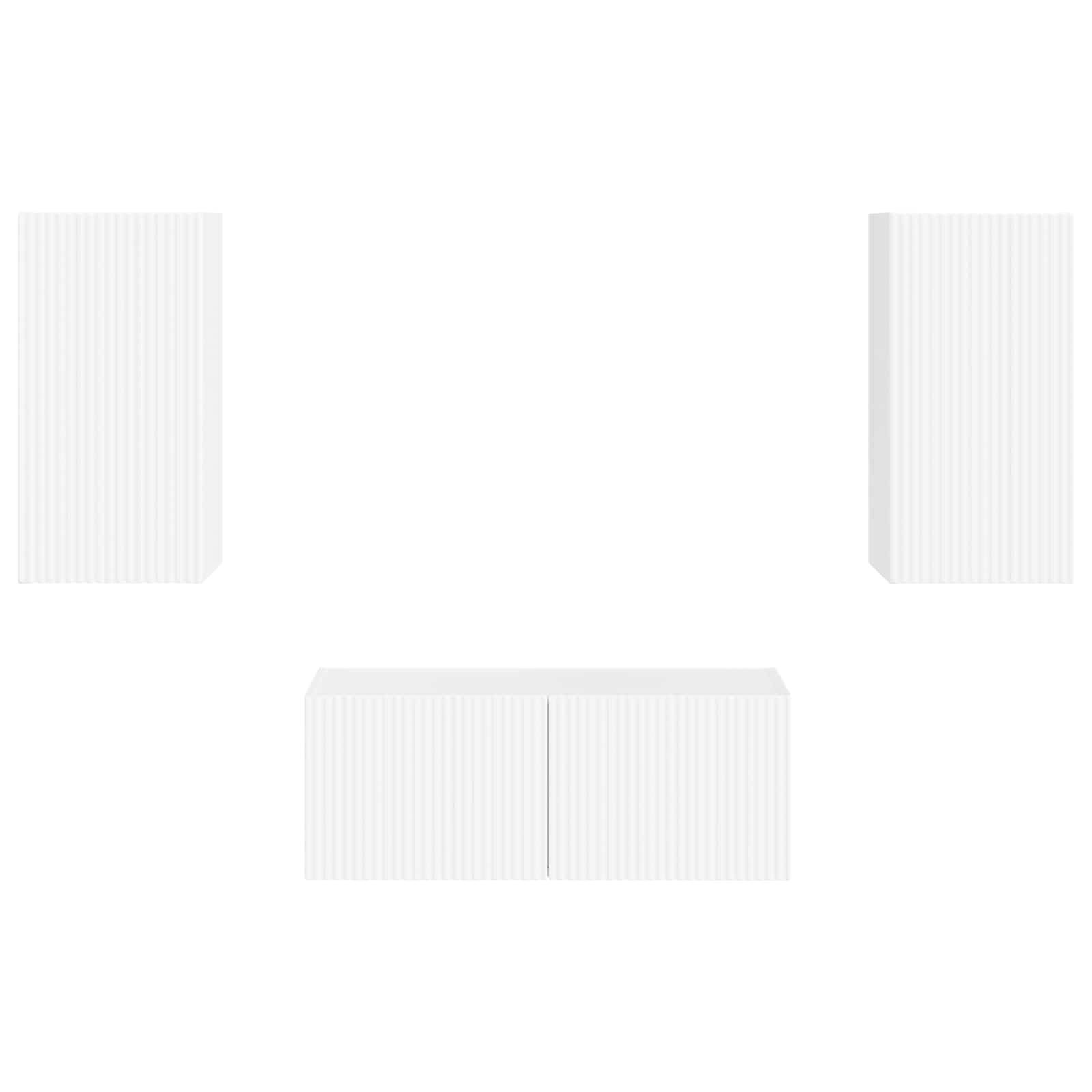 Set mobile TV 2 pcs Bianco Lucido Legno multistrato