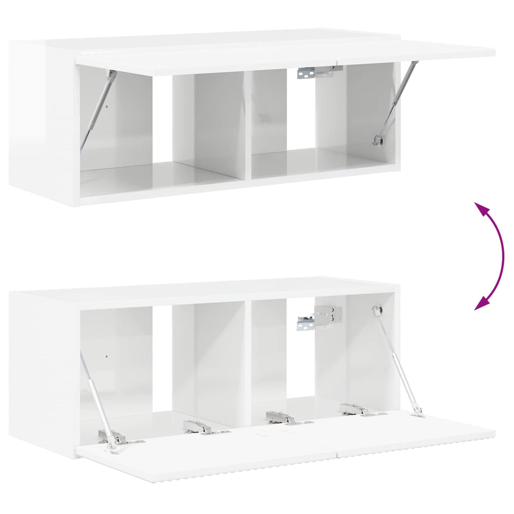 Set mobile TV 2 pcs Bianco Lucido Legno multistrato