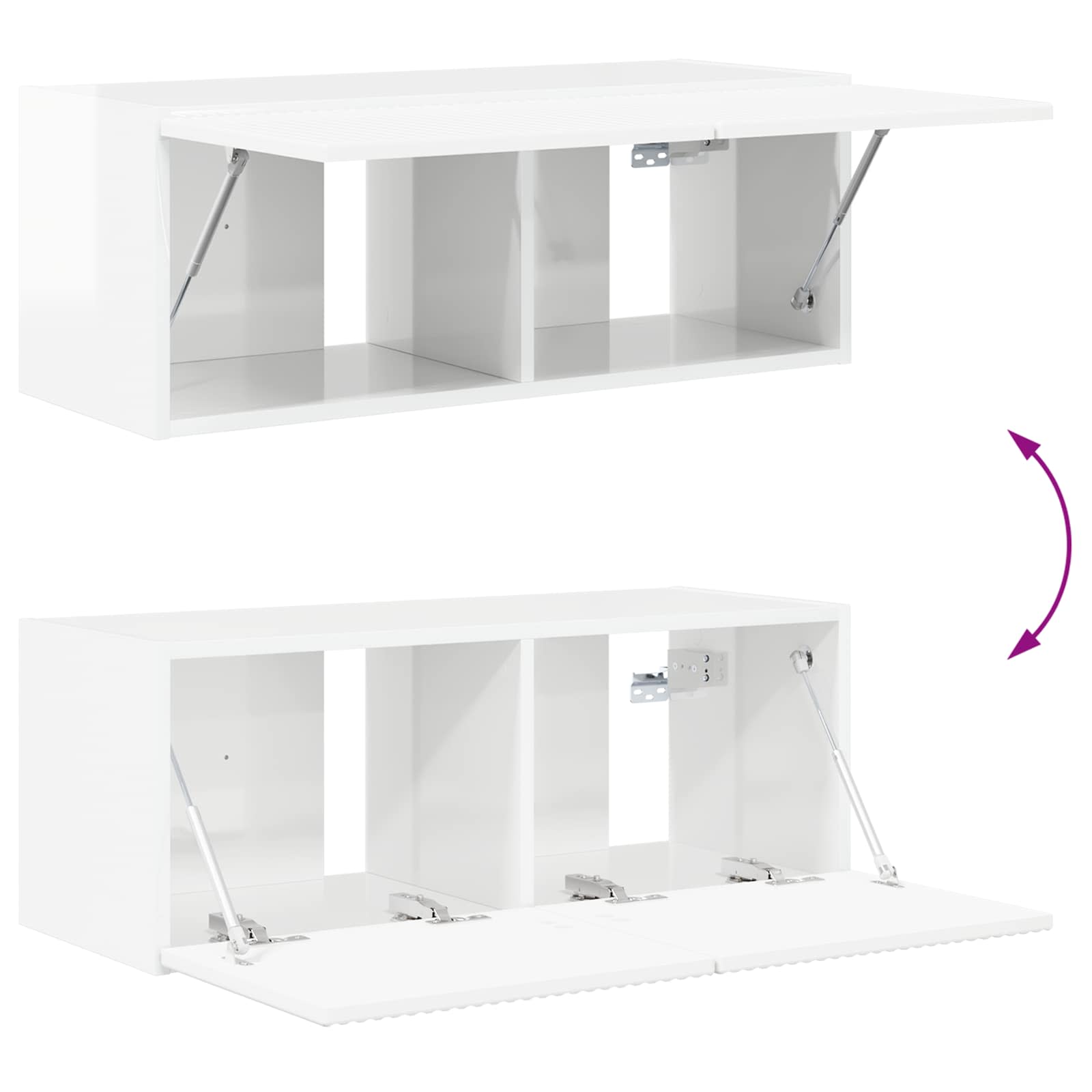 Set mobile TV 2 pcs Bianco Lucido Legno multistrato