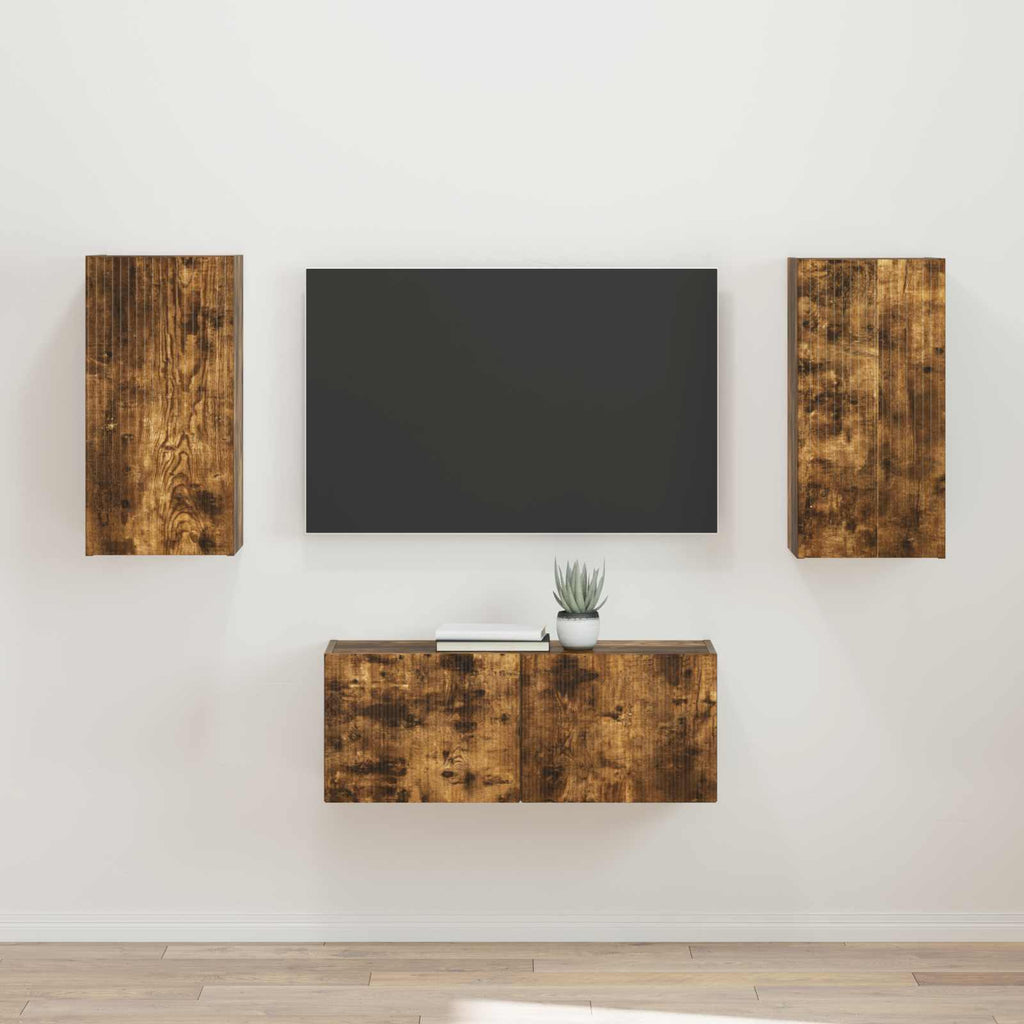 Set mobile TV 2 pcs Rovere fumé Legno multistrato