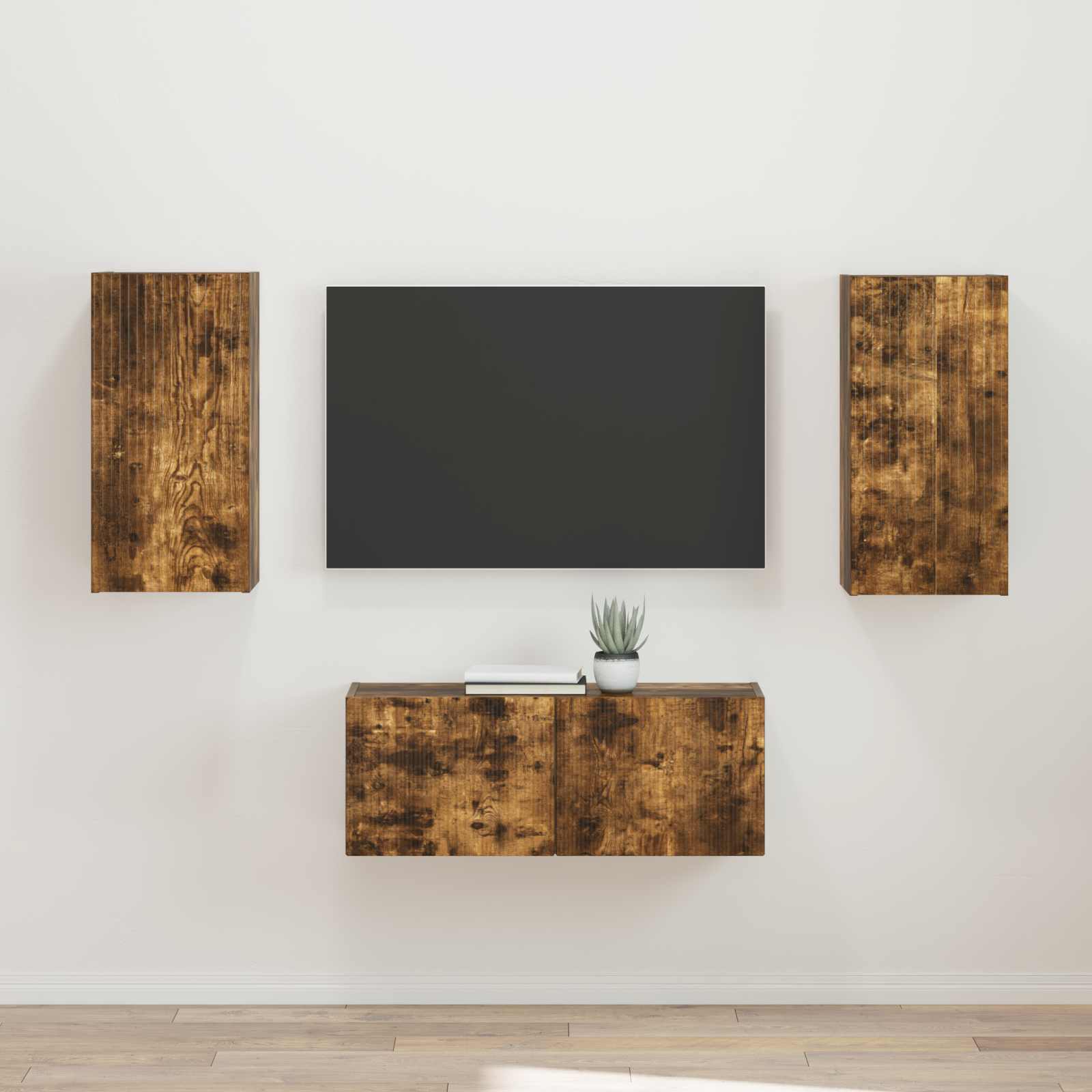 Set mobile TV 2 pcs Rovere fumé Legno multistrato