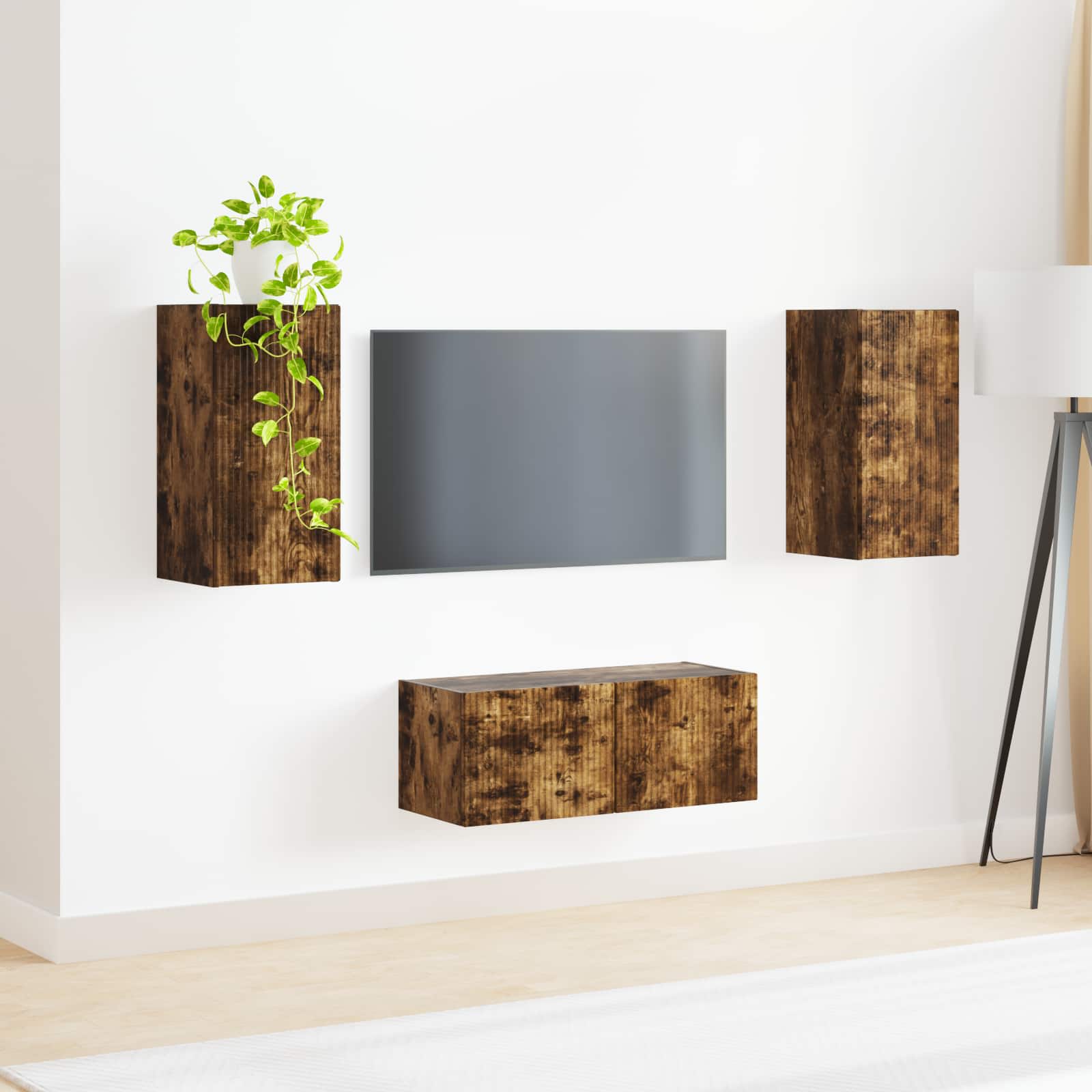 Set mobile TV 2 pcs Rovere fumé Legno multistrato