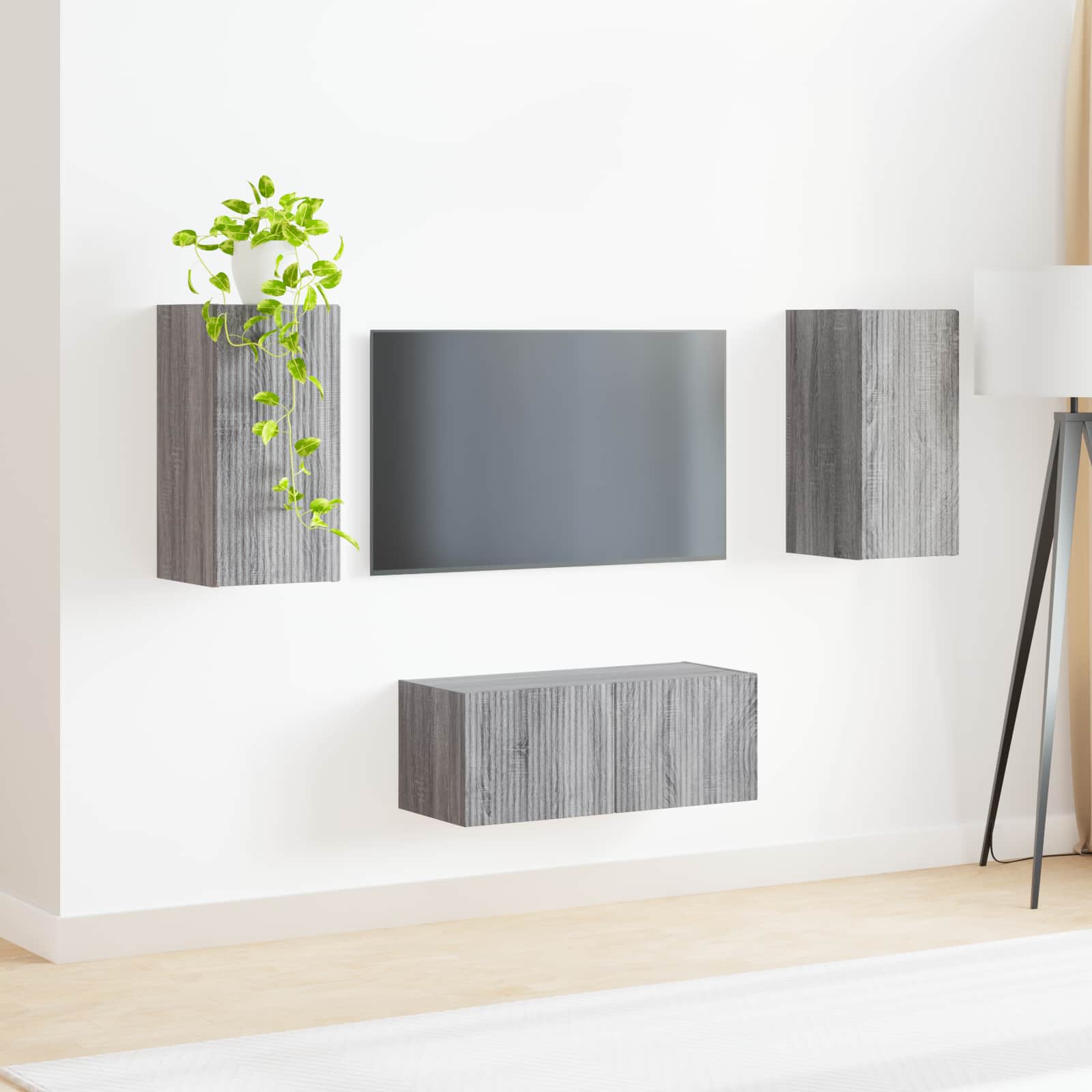 Set mobile TV 2 pcs Grigio Sonoma Legno multistrato