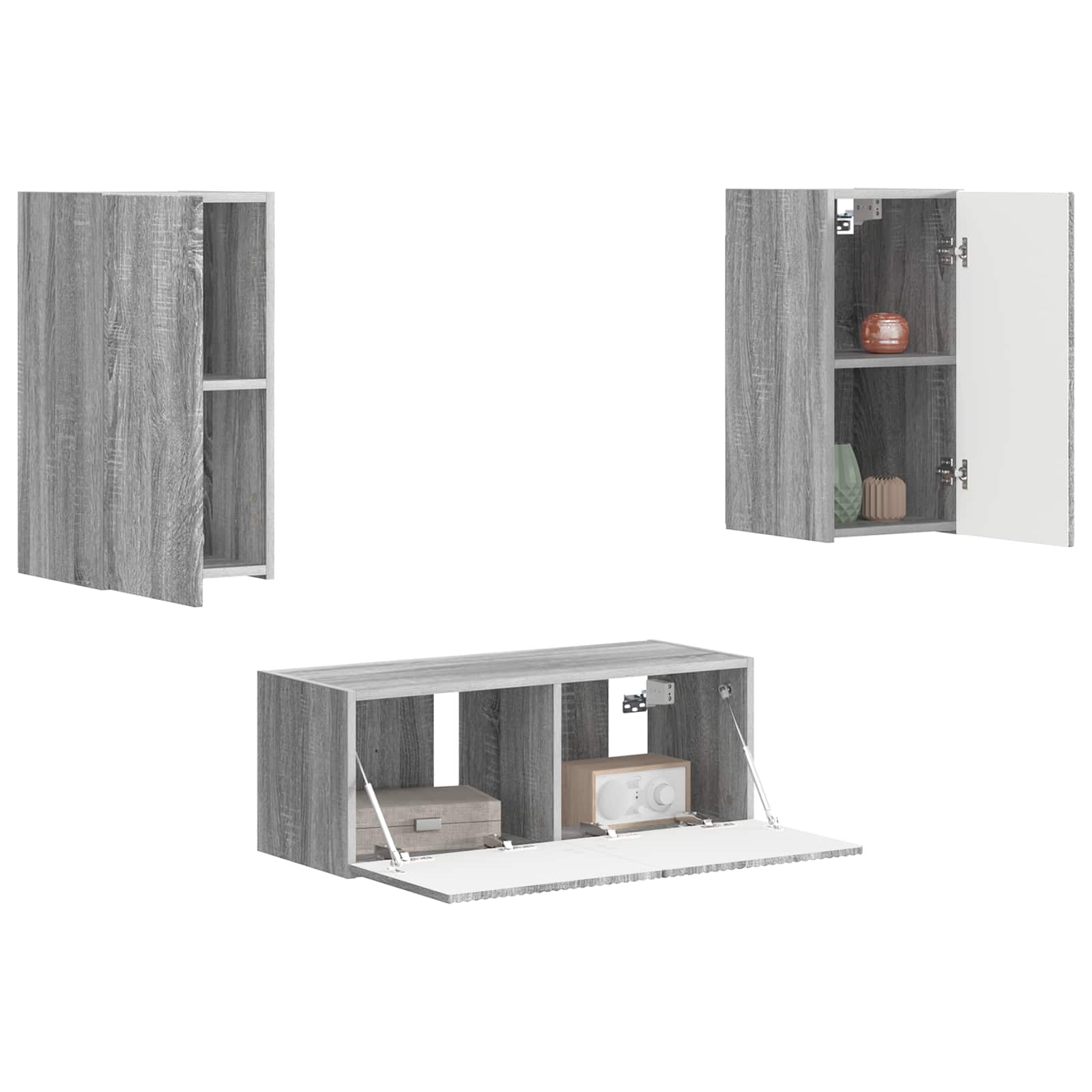 Set mobile TV 2 pcs Grigio Sonoma Legno multistrato