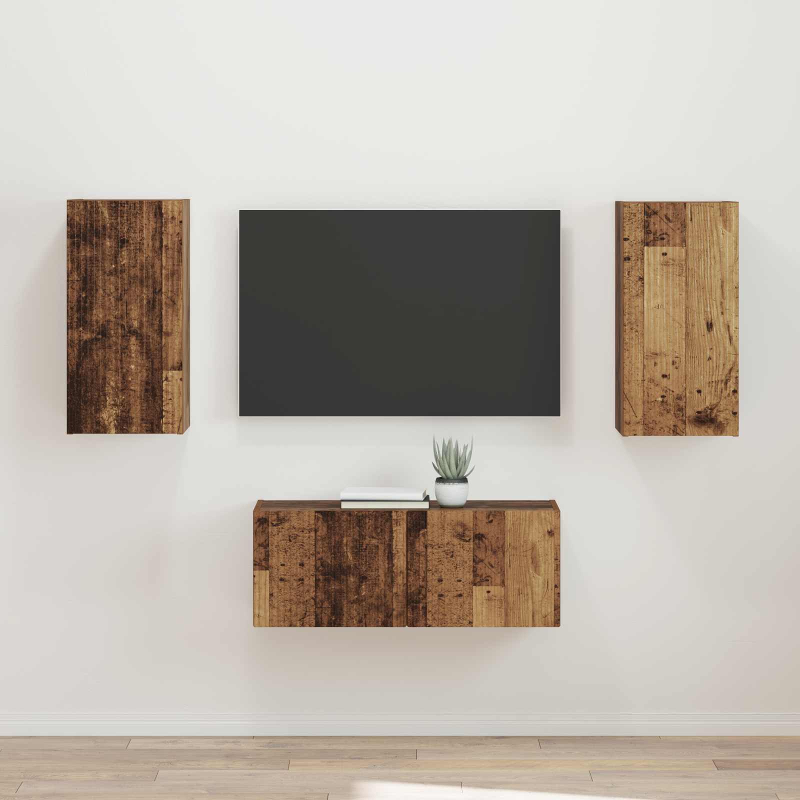 Set mobile TV 2 pcs Legno vecchio Legno multistrato