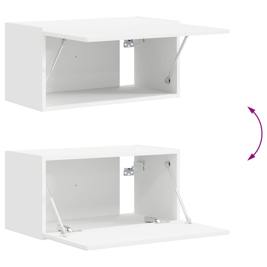 Set mobile TV Montaggio a parete 2 pcs Bianco Legno multistrato
