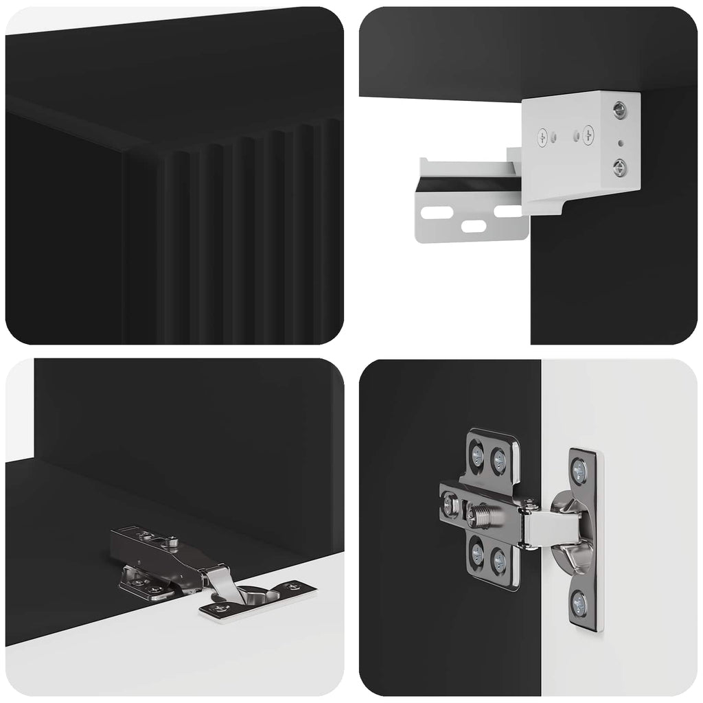Set mobile TV Montaggio a parete 2 pcs Nero Legno multistrato
