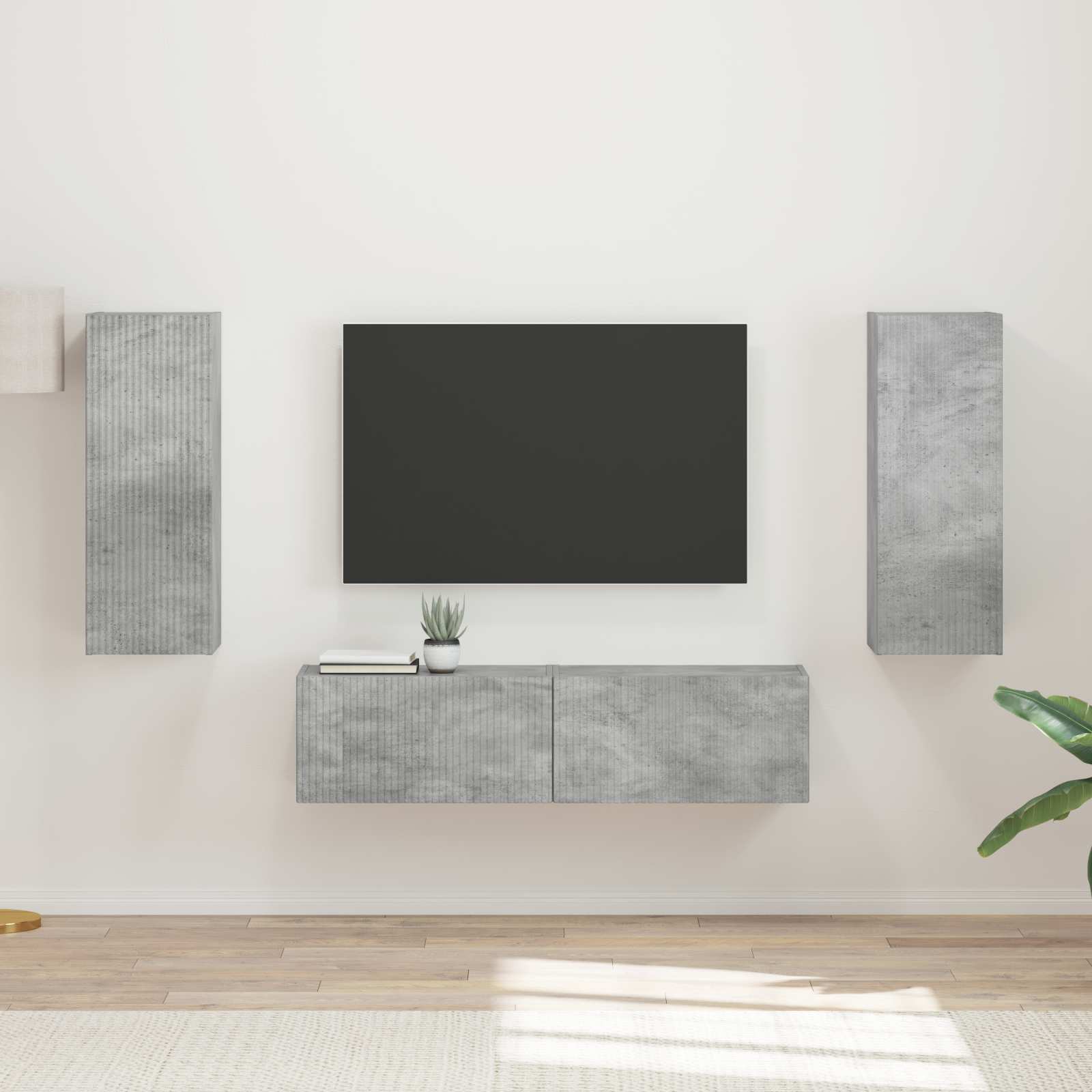 Set mobile TV 2 pcs Grigio cemento Legno multistrato
