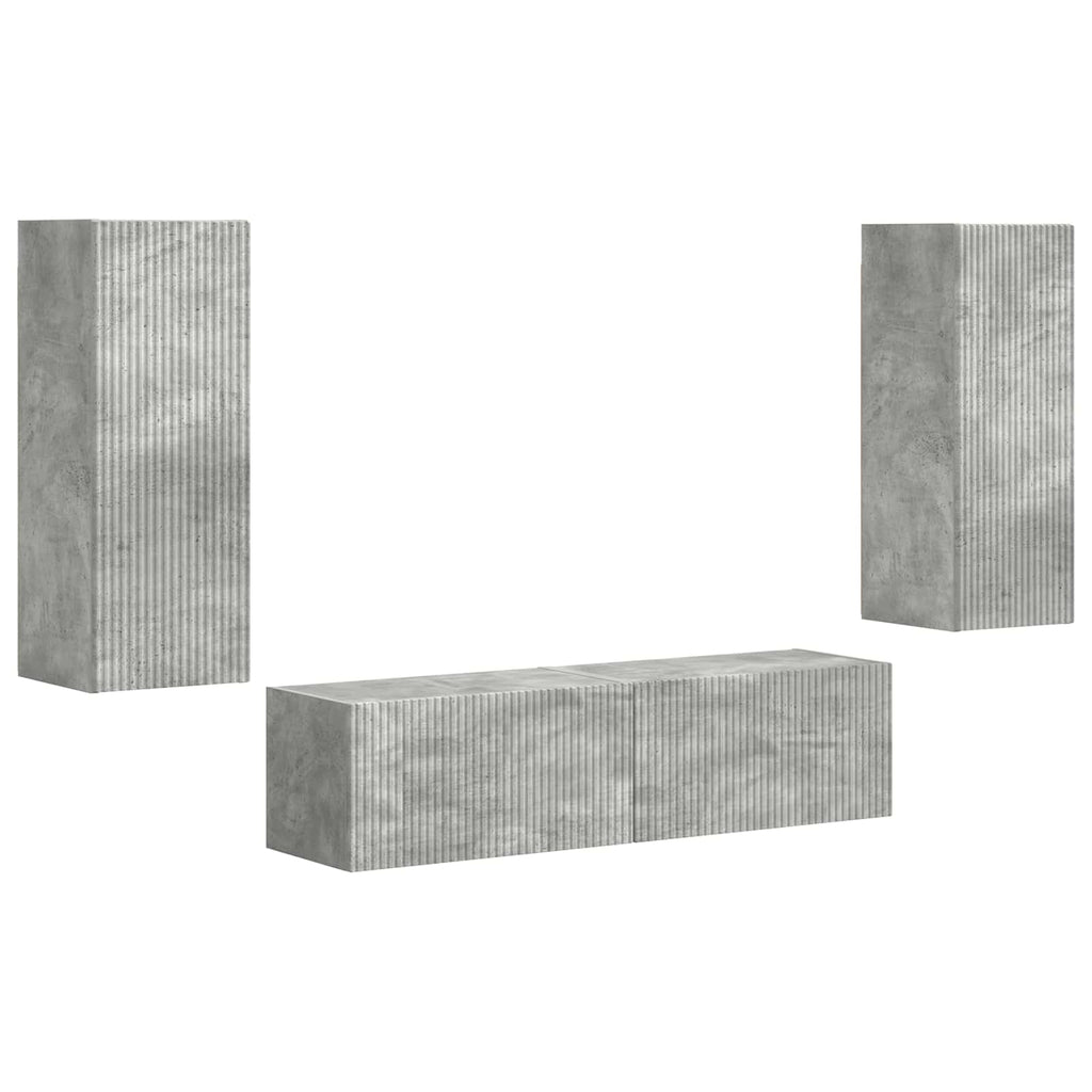 Set mobile TV 2 pcs Grigio cemento Legno multistrato