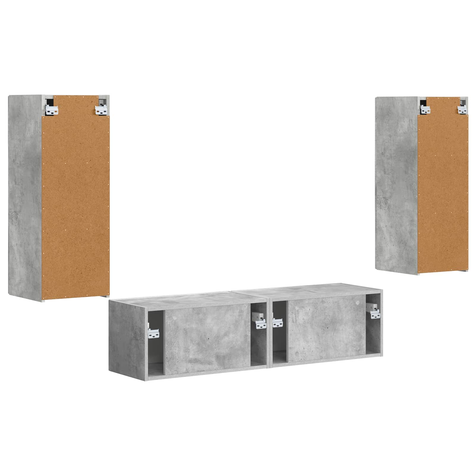 Set mobile TV 2 pcs Grigio cemento Legno multistrato