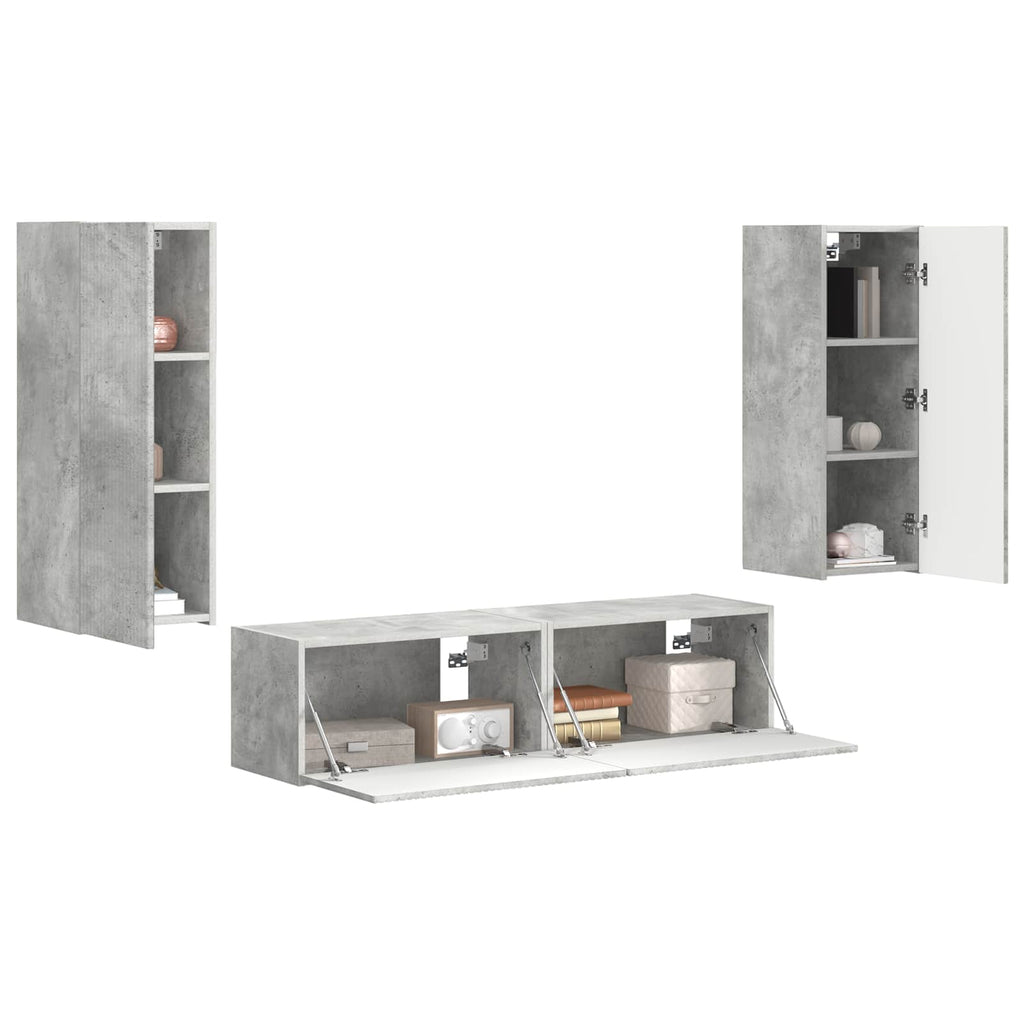 Set mobile TV 2 pcs Grigio cemento Legno multistrato