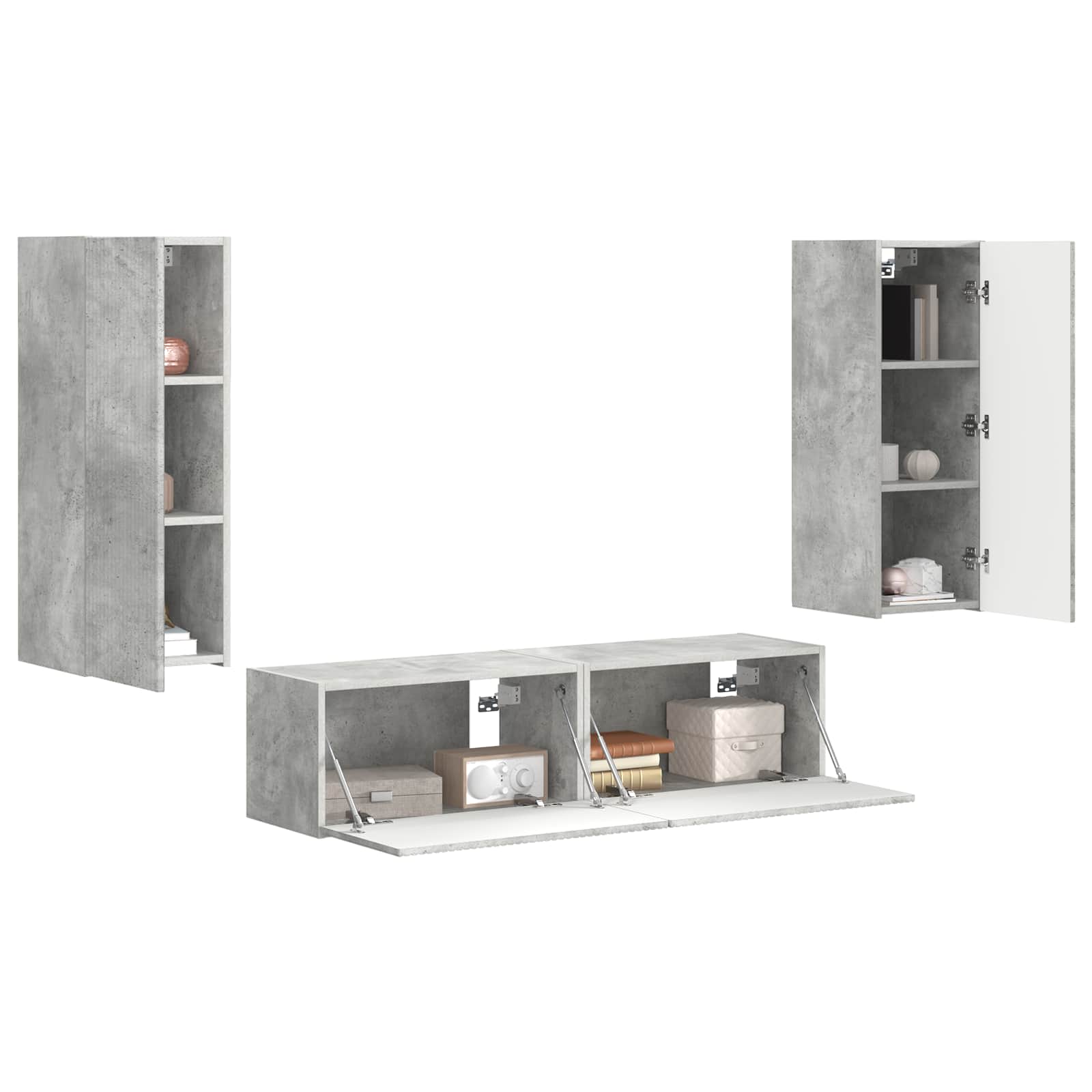 Set mobile TV 2 pcs Grigio cemento Legno multistrato