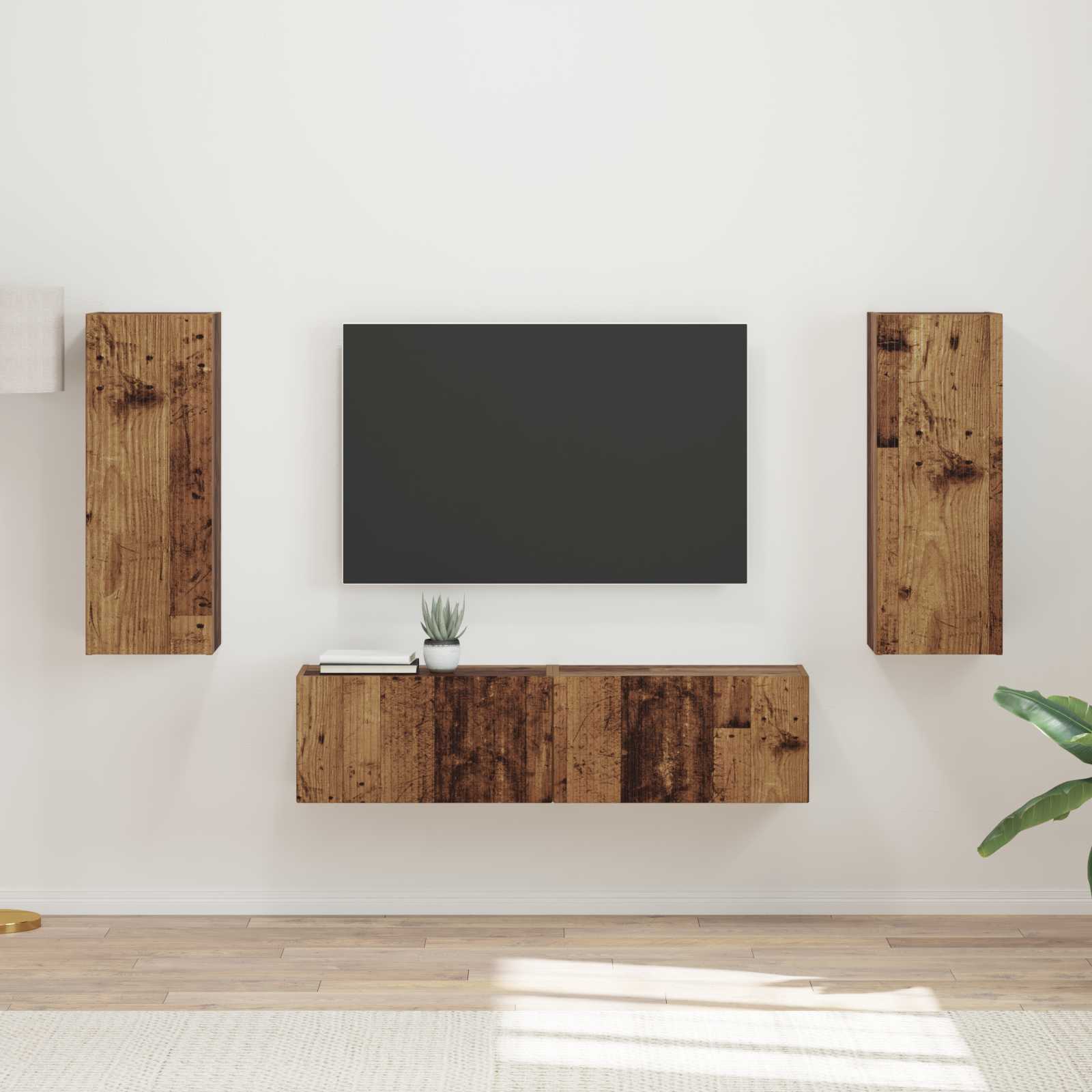 Set mobile TV 2 pcs Legno vecchio Legno multistrato