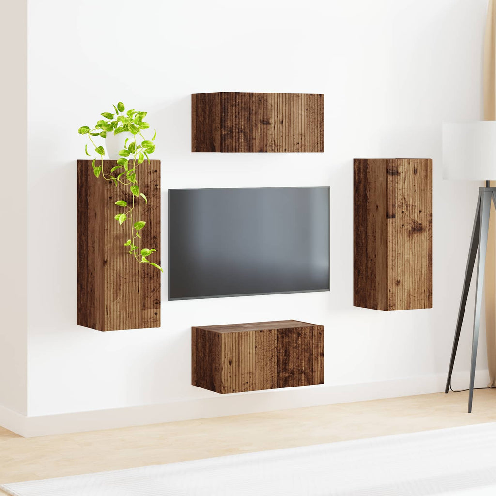 Set mobile TV 2 pcs Legno vecchio Legno multistrato
