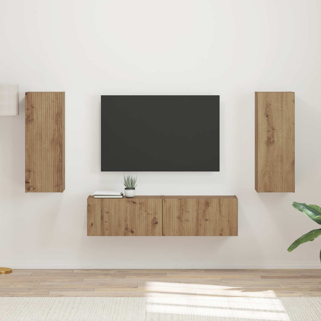 Set mobile TV 2 pcs Rovere artigianale Legno multistrato