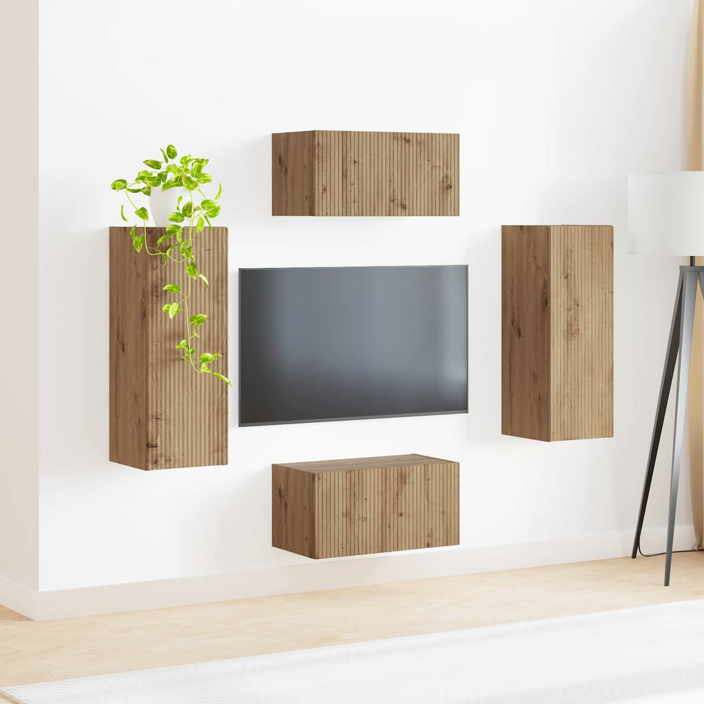 Set mobile TV 2 pcs Rovere artigianale Legno multistrato