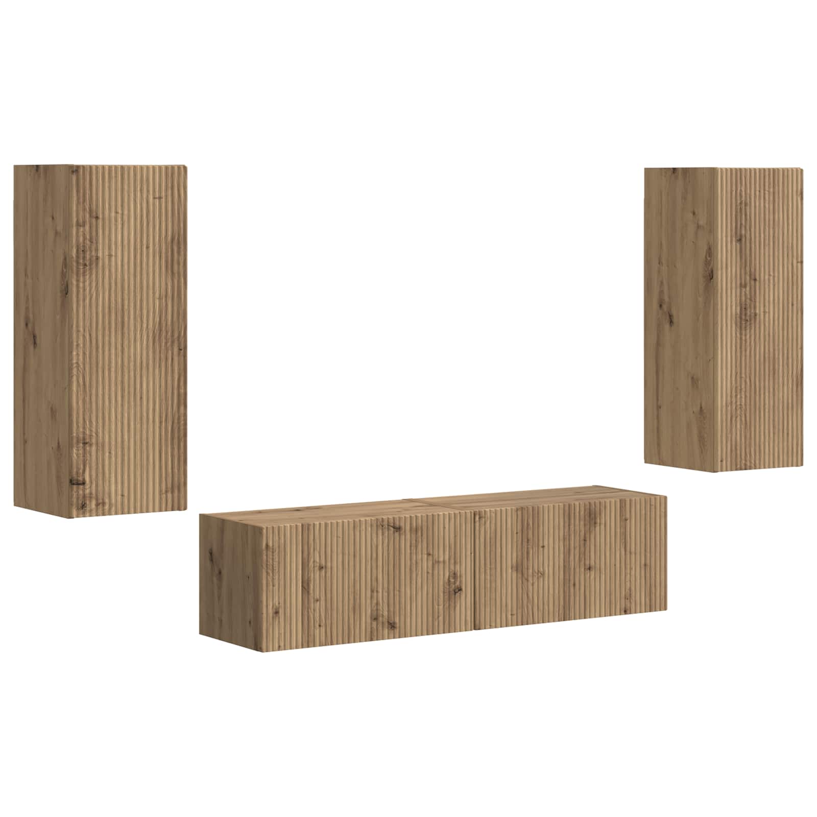Set mobile TV 2 pcs Rovere artigianale Legno multistrato