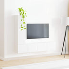 Set mobile TV Montaggio a parete 3 pcs Bianco Legno multistrato