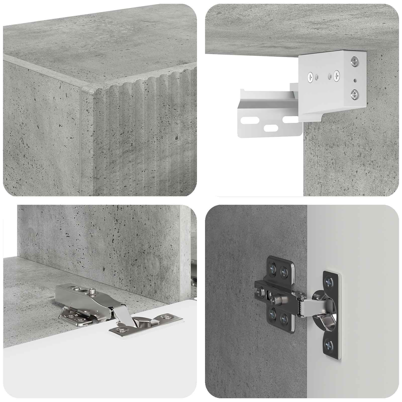 Set mobile TV 3 pcs Grigio cemento Legno multistrato