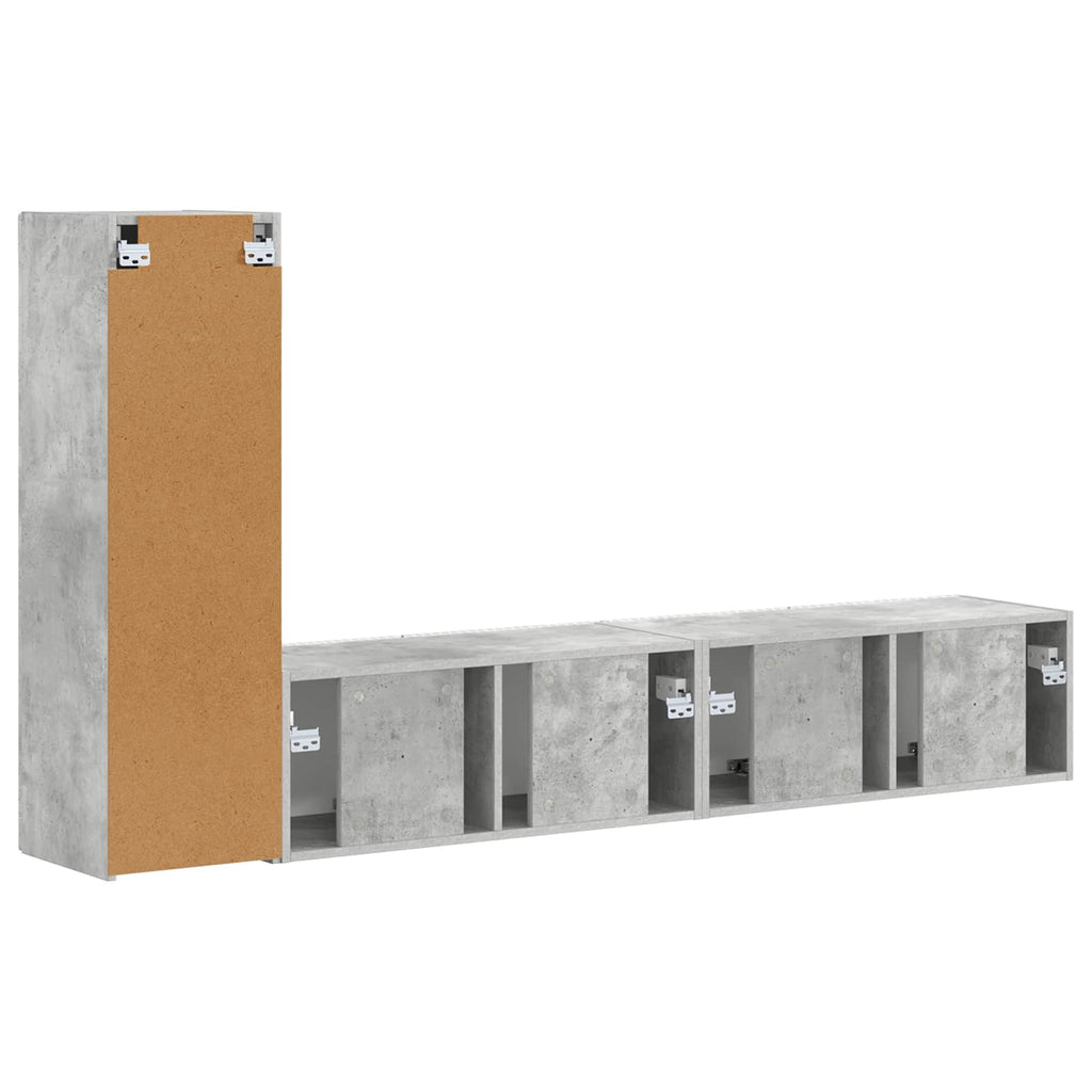 Set mobile TV 3 pcs Grigio cemento Legno multistrato