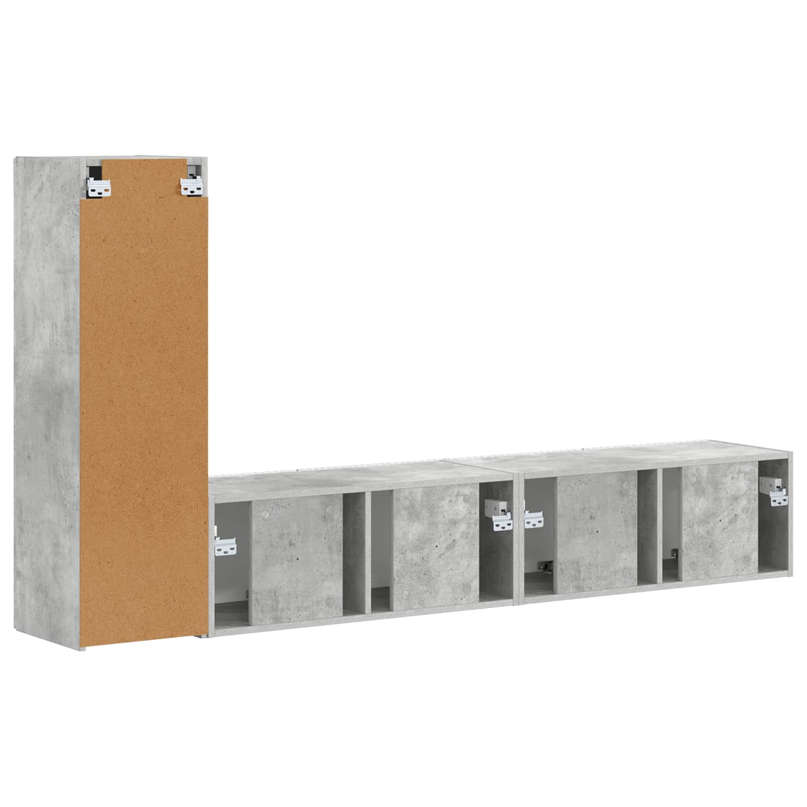 Set mobile TV 3 pcs Grigio cemento Legno multistrato
