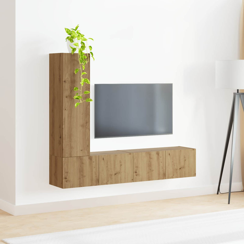 Set mobile TV 3 pcs Rovere artigianale Legno multistrato