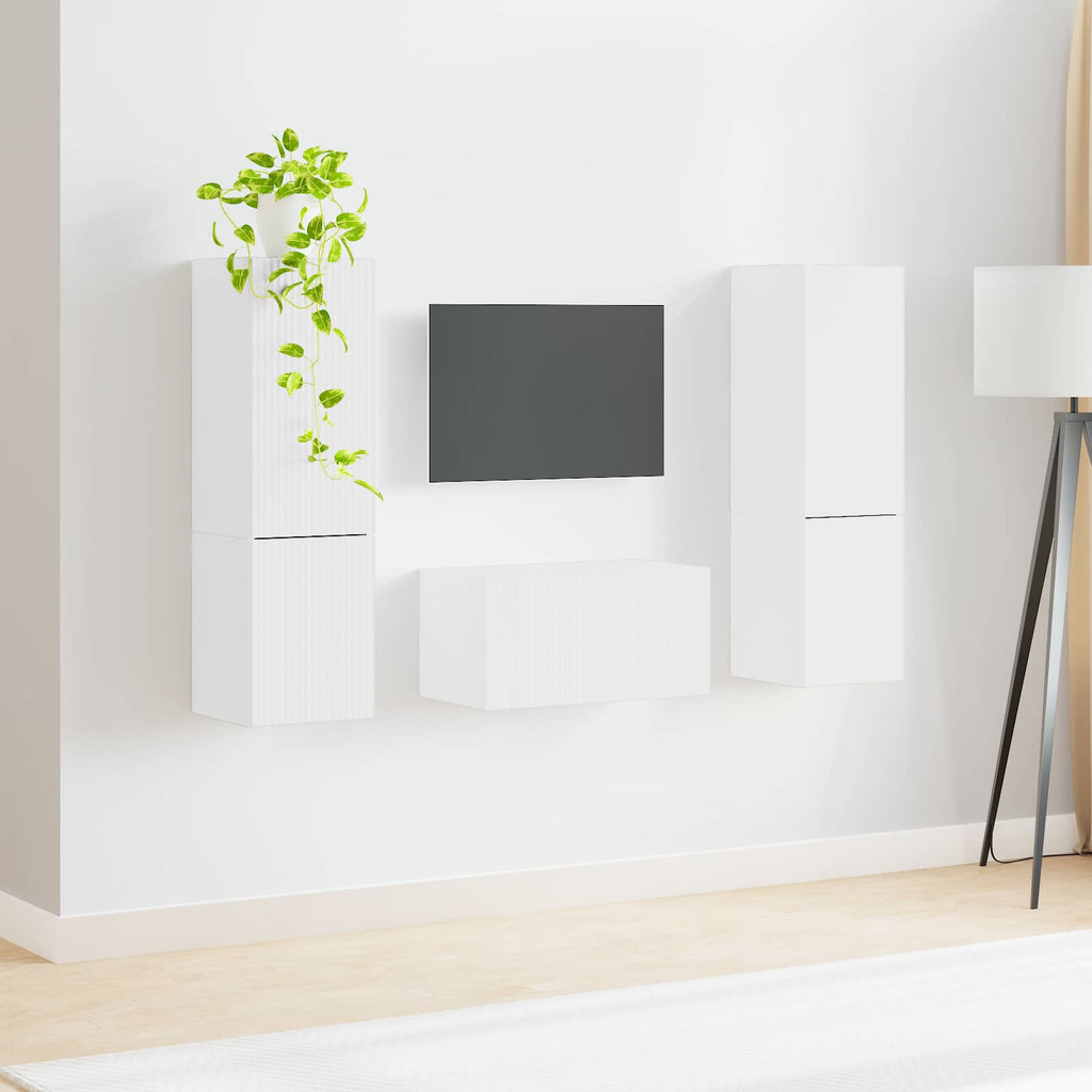 Set mobile TV 5 pcs Bianco Legno multistrato