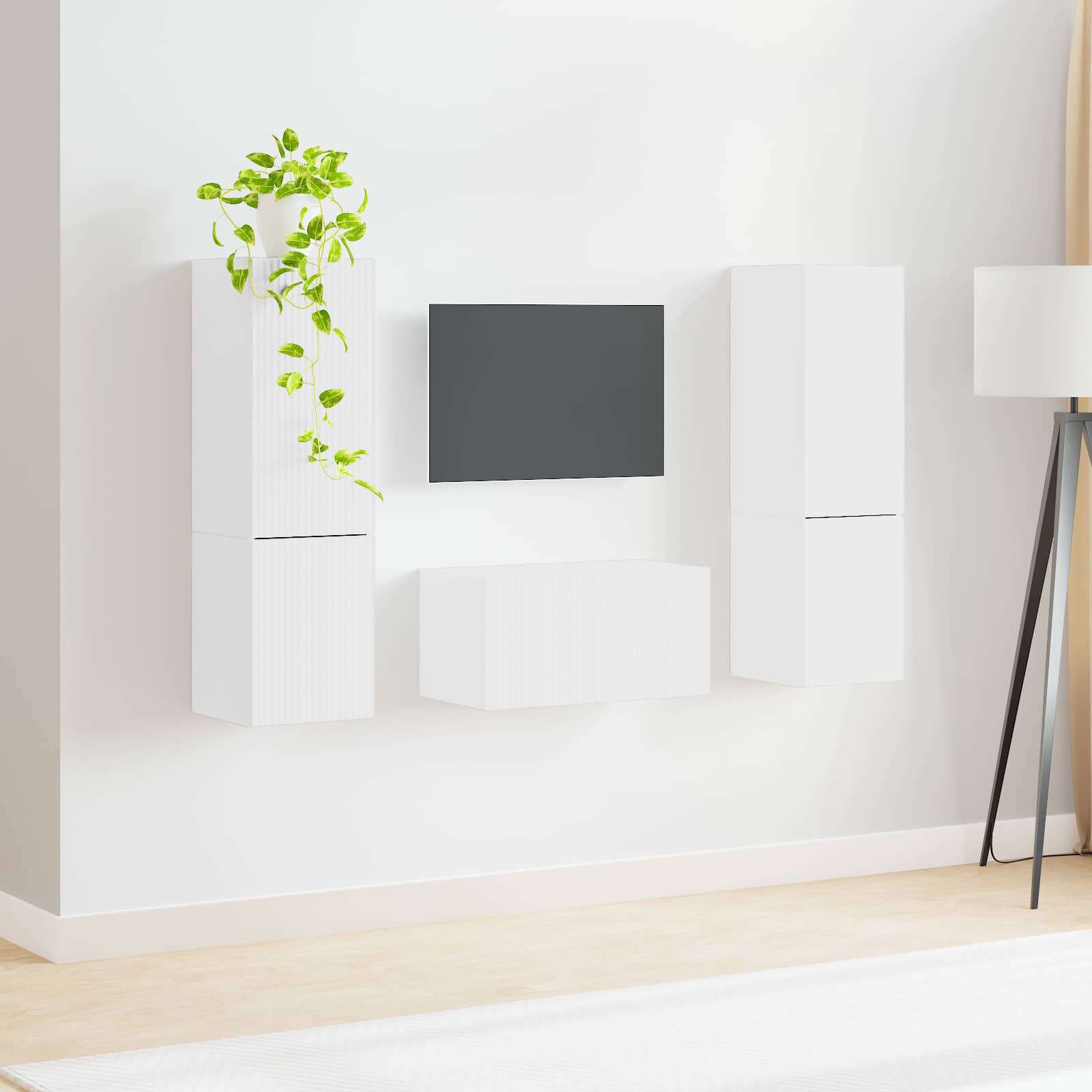 Set mobile TV 5 pcs Bianco Legno multistrato