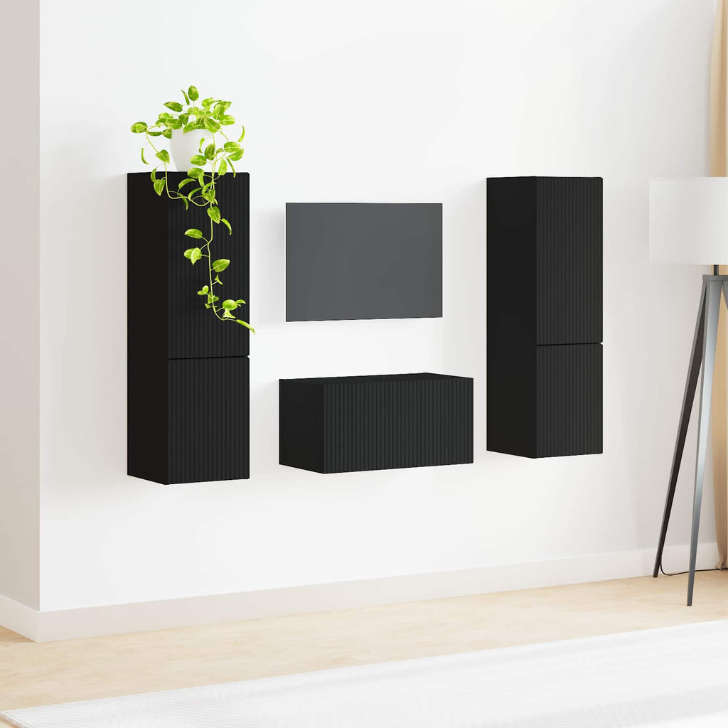 Set mobile TV 5 pcs Nero Legno multistrato