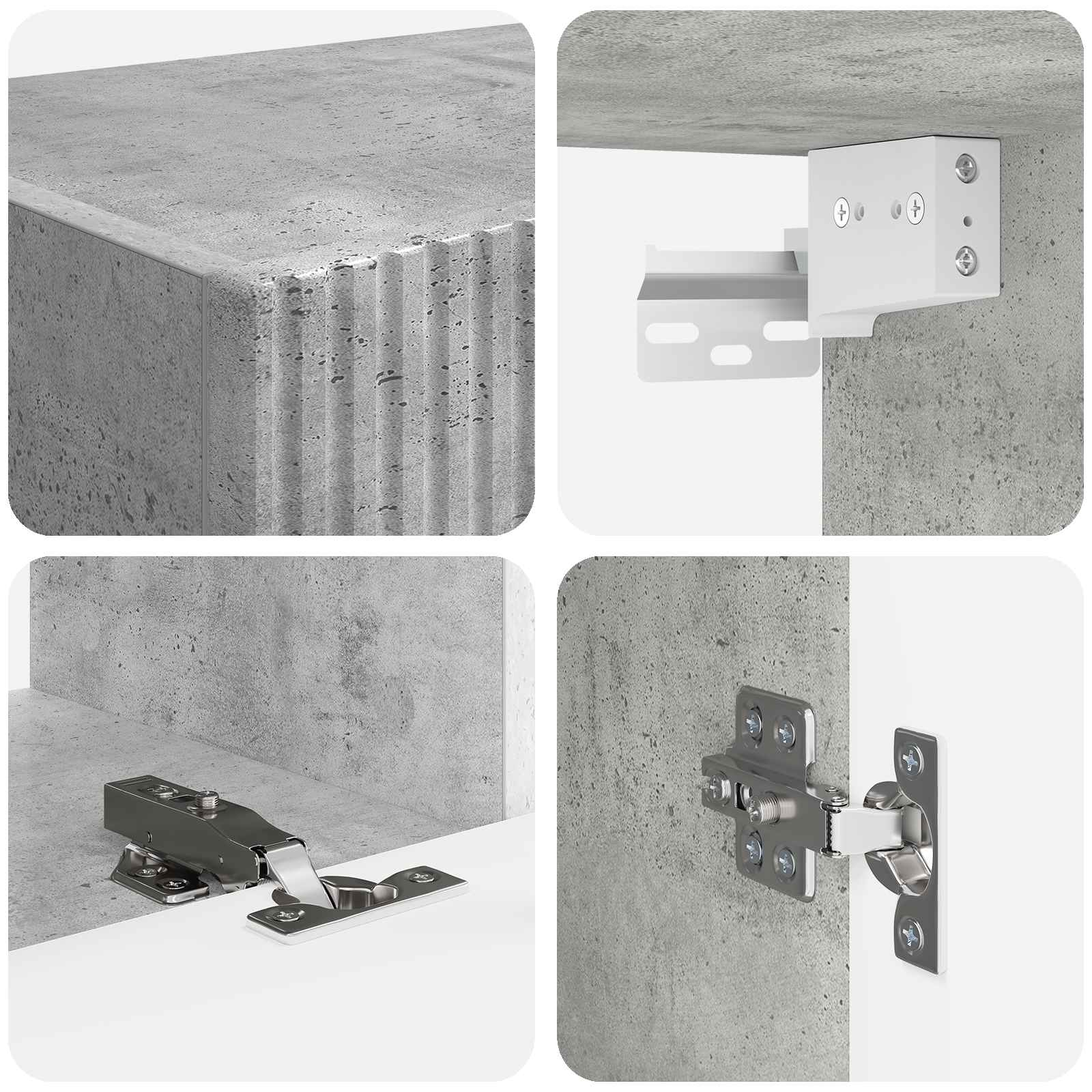 Set mobile TV 5 pcs Grigio cemento Legno multistrato