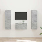 Set mobile TV 5 pcs Grigio cemento Legno multistrato