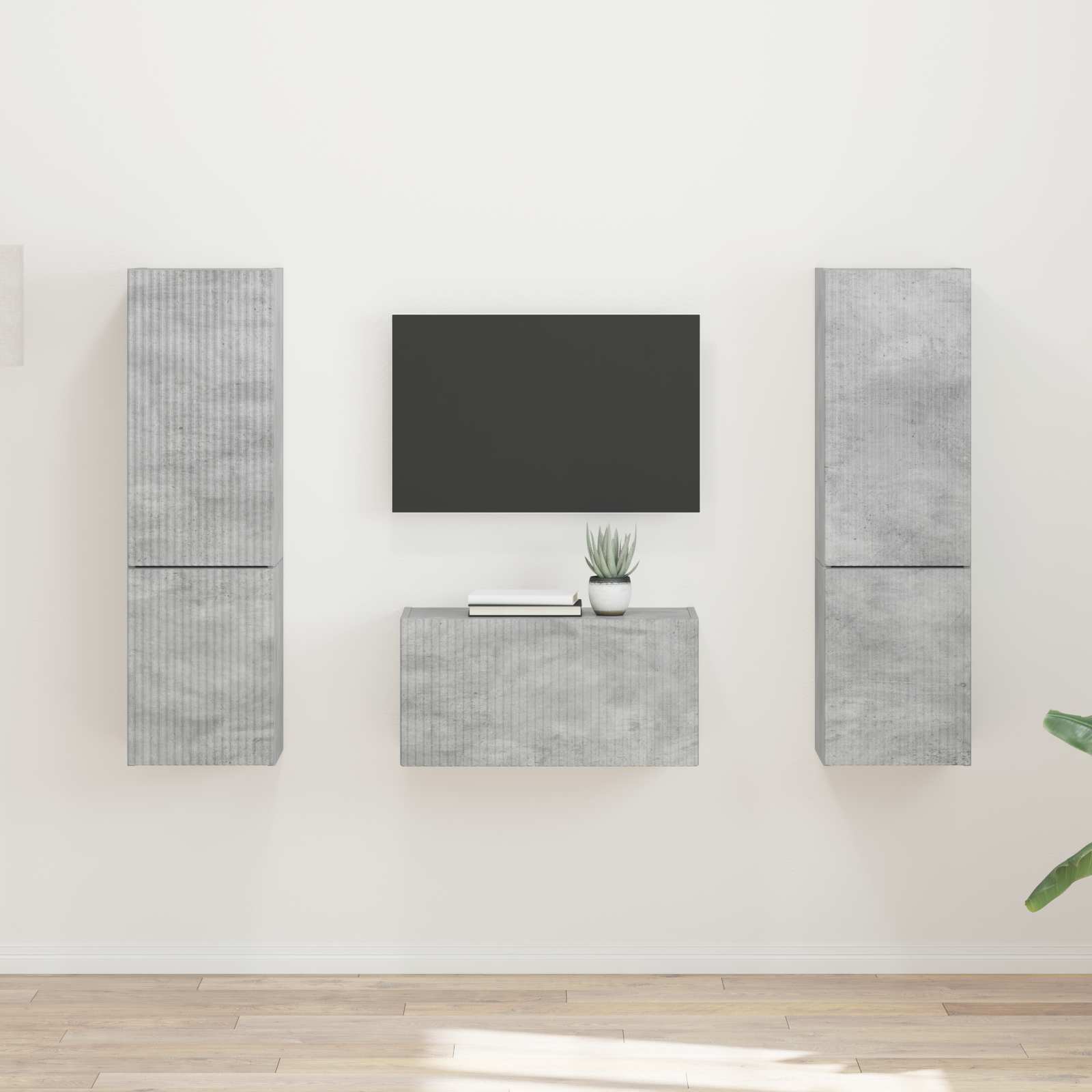 Set mobile TV 5 pcs Grigio cemento Legno multistrato