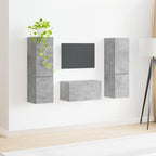 Set mobile TV 5 pcs Grigio cemento Legno multistrato