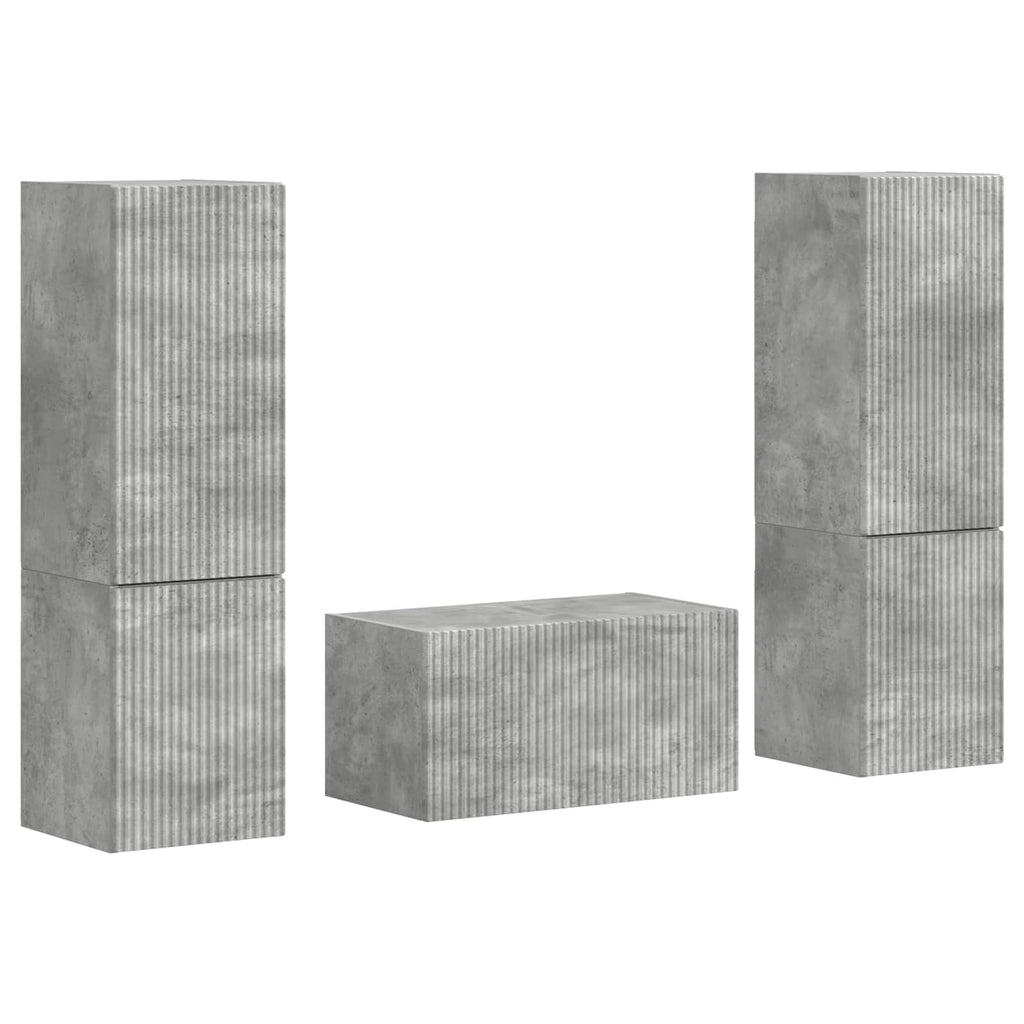 Set mobile TV 5 pcs Grigio cemento Legno multistrato