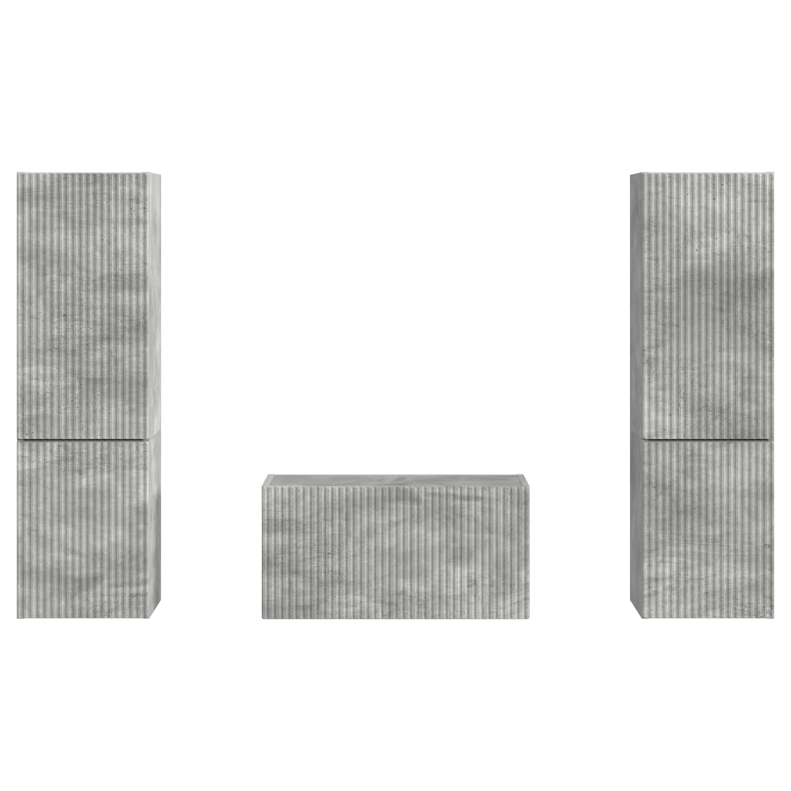 Set mobile TV 5 pcs Grigio cemento Legno multistrato