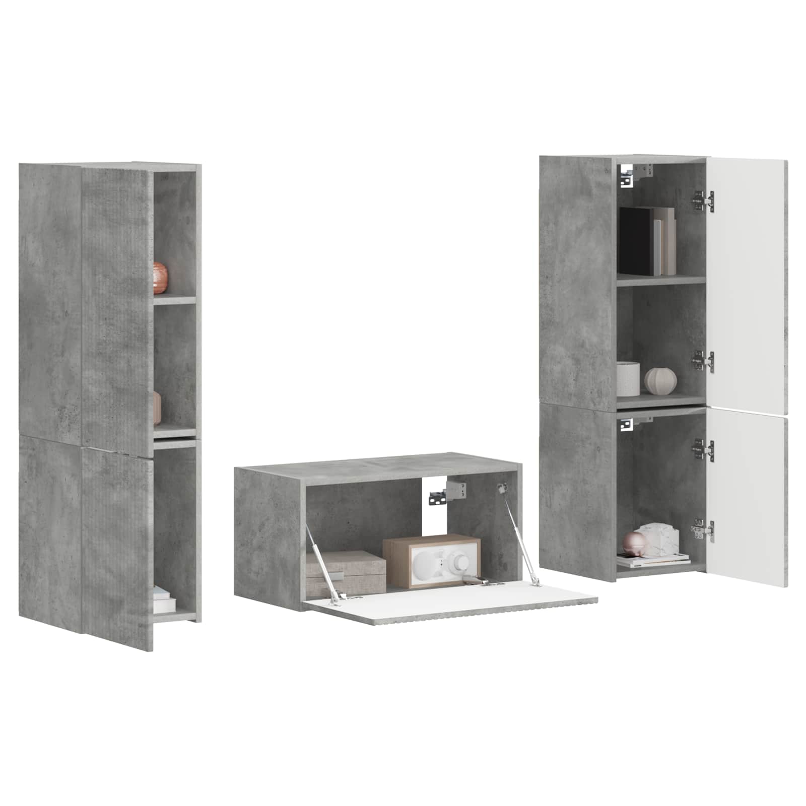Set mobile TV 5 pcs Grigio cemento Legno multistrato