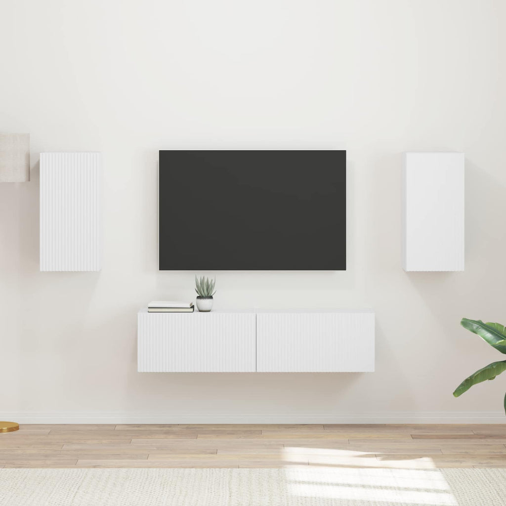 Set mobile TV 4 pcs Bianco Legno multistrato