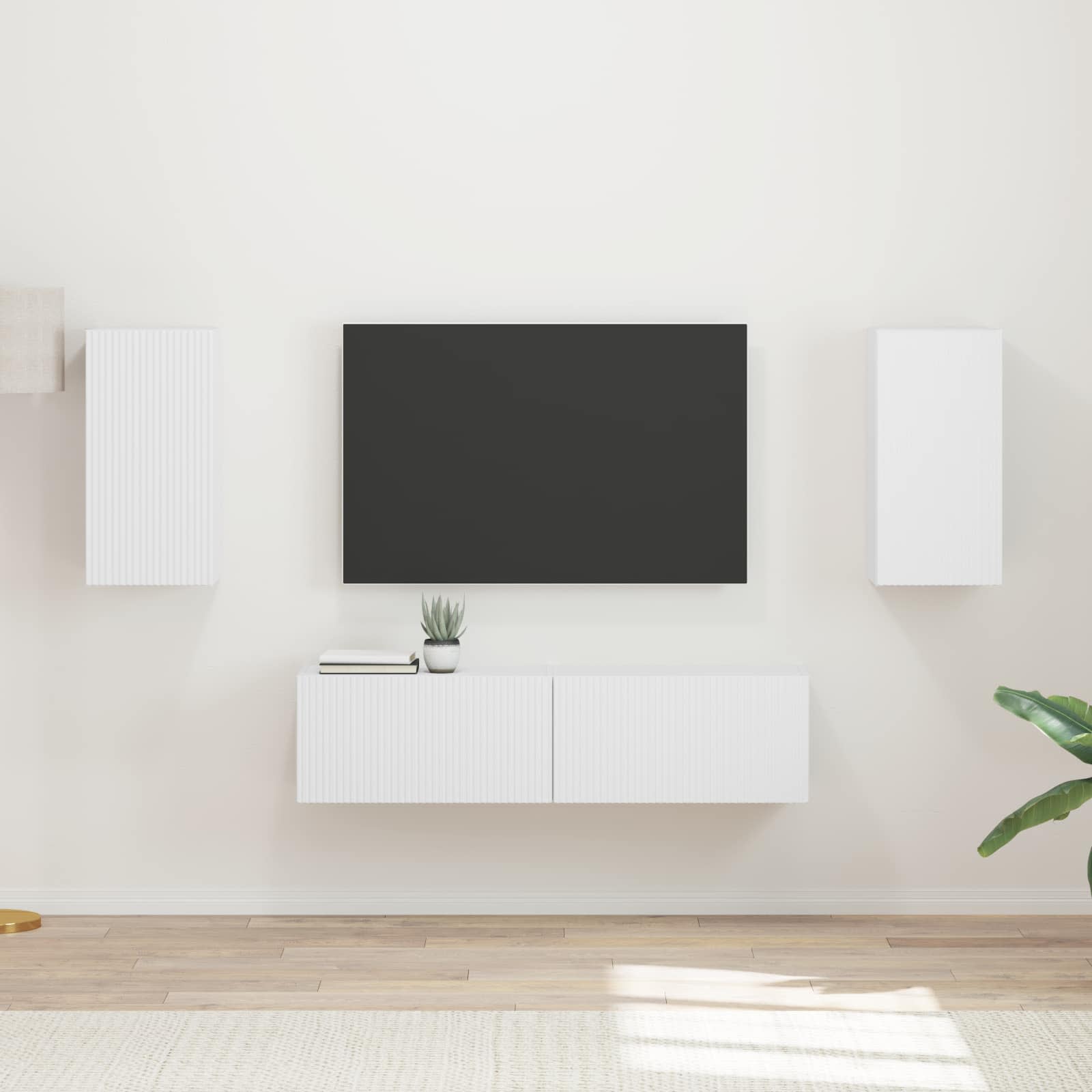Set mobile TV 4 pcs Bianco Legno multistrato