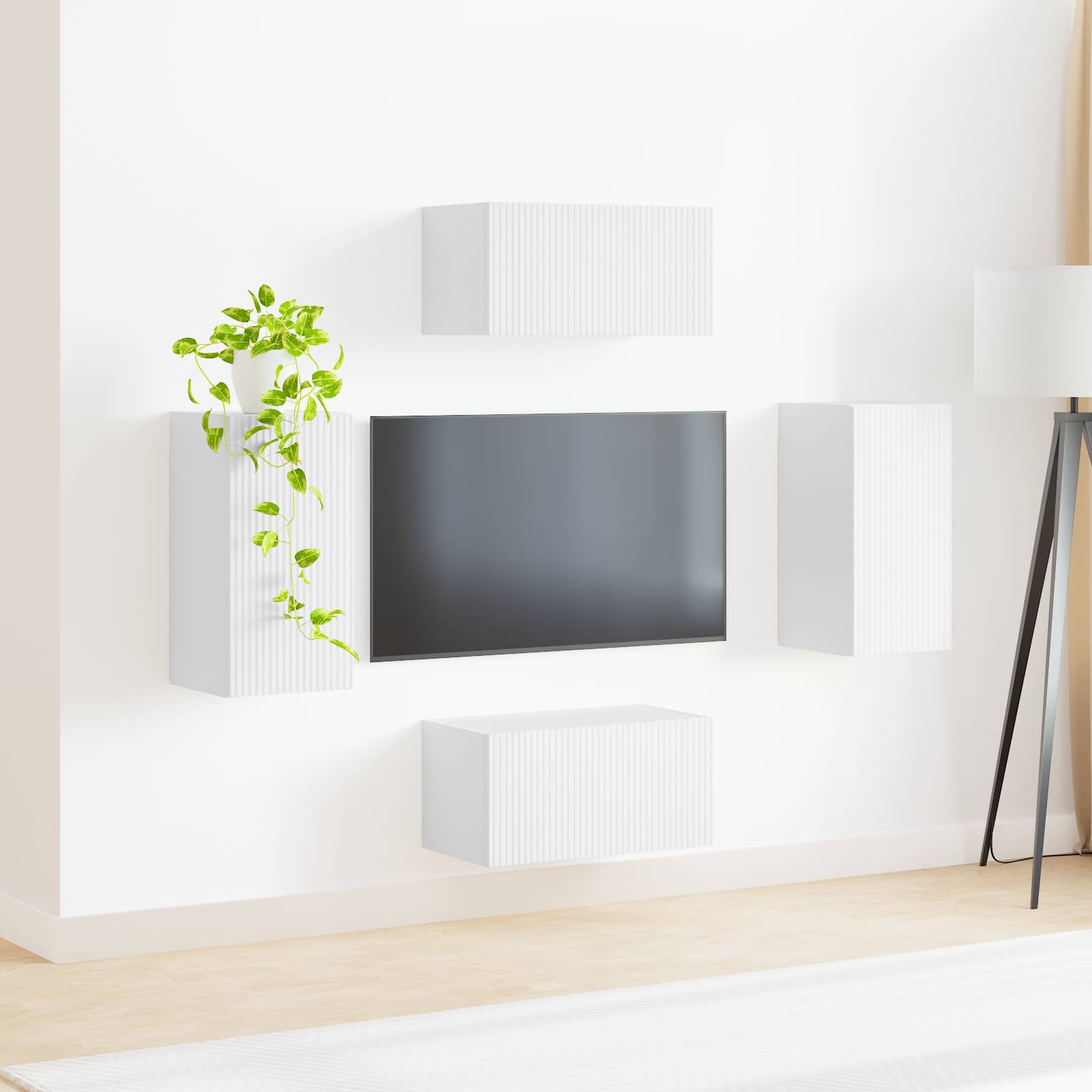 Set mobile TV 4 pcs Bianco Legno multistrato
