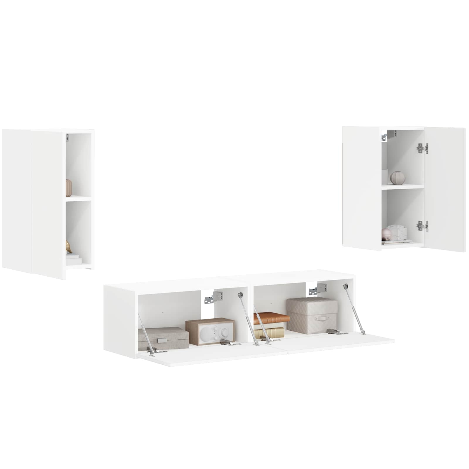 Set mobile TV 4 pcs Bianco Legno multistrato