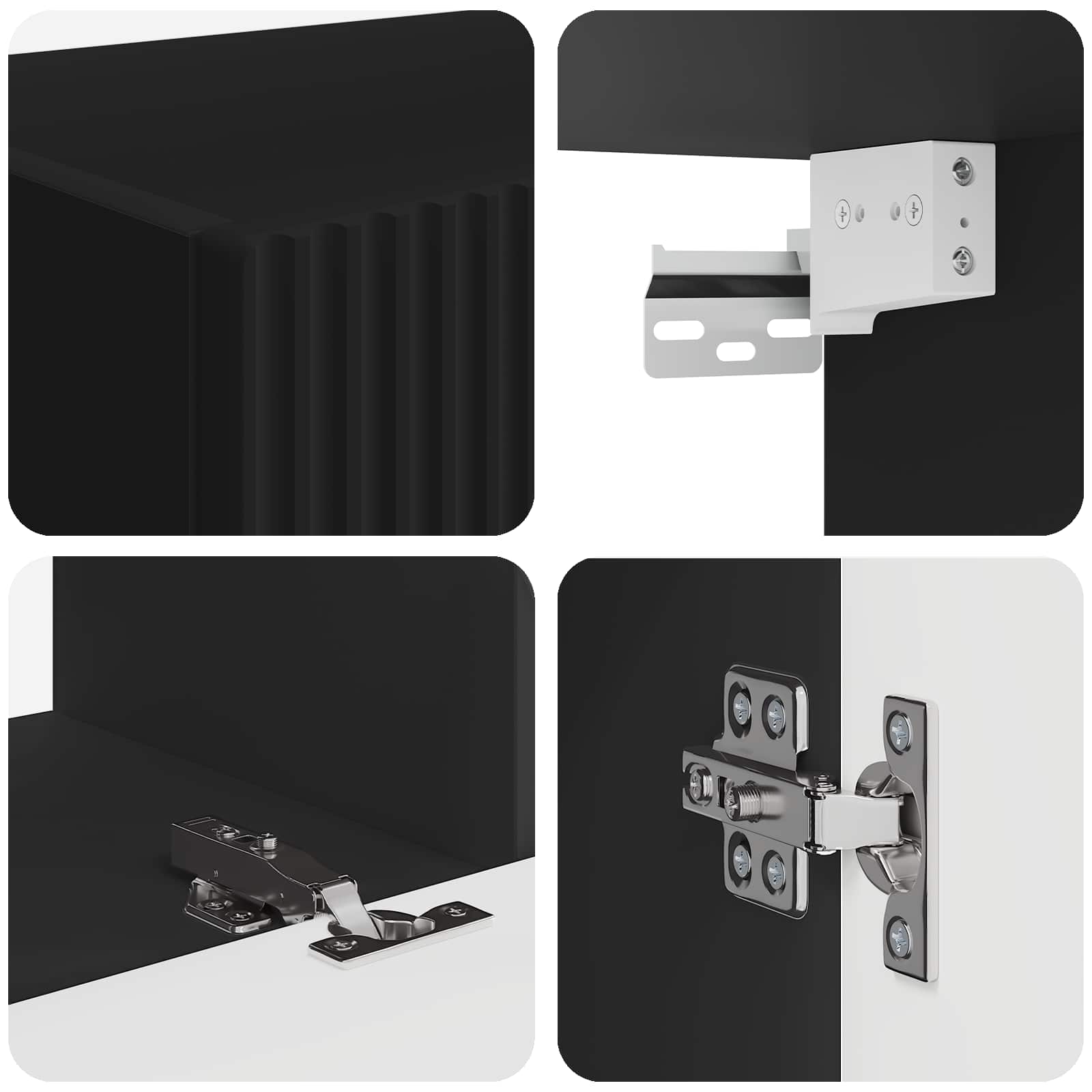 Set mobile TV 4 pcs Nero Legno multistrato