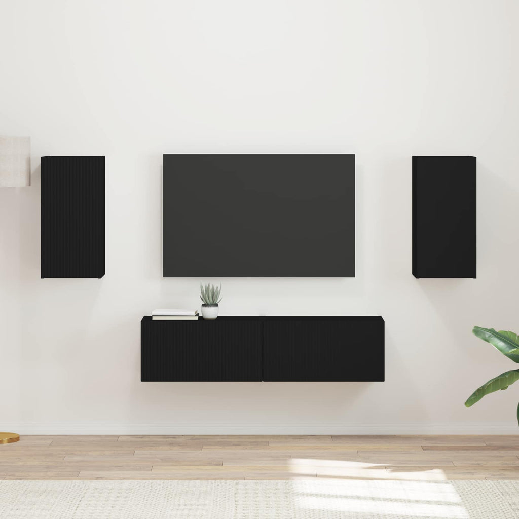 Set mobile TV 4 pcs Nero Legno multistrato