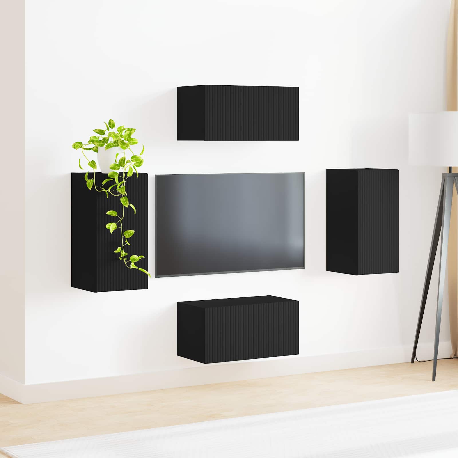 Set mobile TV 4 pcs Nero Legno multistrato