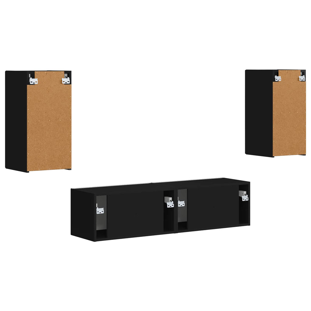 Set mobile TV 4 pcs Nero Legno multistrato