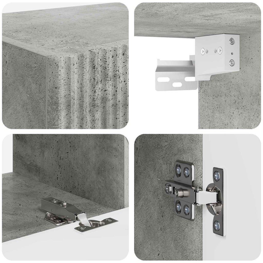 Set mobile TV 4 pcs Grigio cemento Legno multistrato